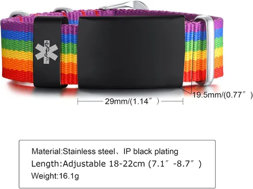 Vista 4 de Pulseras de identificación médica personalizadas para hombres y mujeres pulseras de alerta médica de emergencia grabado gratuito pulsera de nailon