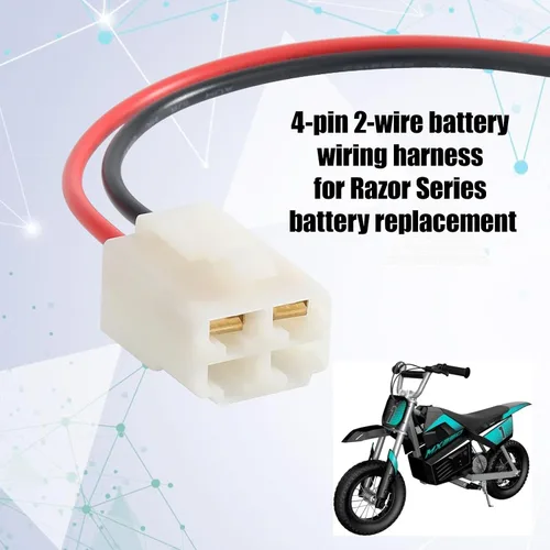 Vista 2 de Enchufe de arnés de cable de batería de 4 agujeros para Razor PR200 MX350 MX400 Razor Ground Force y Dirt Quad Dune Buggy reemplazo del arnés