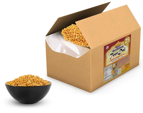 Vista 3 de Rani Toor Dal (guisantes de paloma dividida) 400 oz (25 libras) 25.0 lbs Caja a granel ~ Todo natural Apto para gluten Sin OMG Vegano Origen