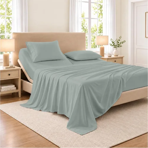 Vista 13 de SGI bedding Sábana Queen de 28 pulgadas con cabecera flexible y parte superior dividida, 100% algodón egipcio - 600 número de hilos, sábanas de 01