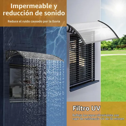 Vista 6 de Outvita - Toldo para ventana de 39 x 32 pulgadas, panel de PVC y soporte Blanco/Negro