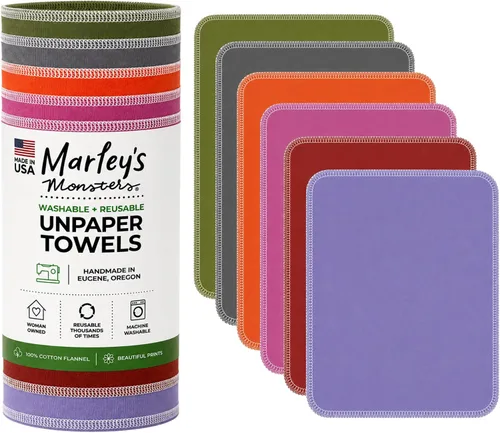 Vista 22 de Marley's Monsters Toallas sin papel - rollo de 12 unidades, toallas de papel reutilizables sin papel, de algodón, libres de árboles