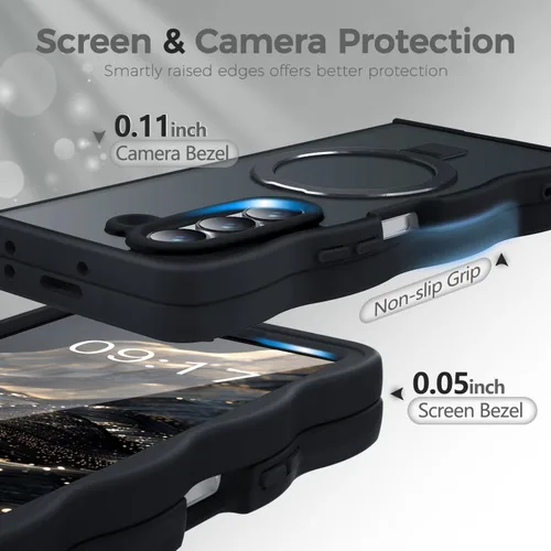 Vista 4 de Soporte magnético y marco ondulado: funda para Samsung Galaxy Z Fold 6 [compatible con MagSafe] [protección militar contra caídas] no amarillenta