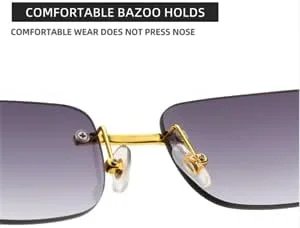 Vista 7 de UM - Lentes de sol vintage sin montura retro de lujo de metal dorado sin marco, Oro