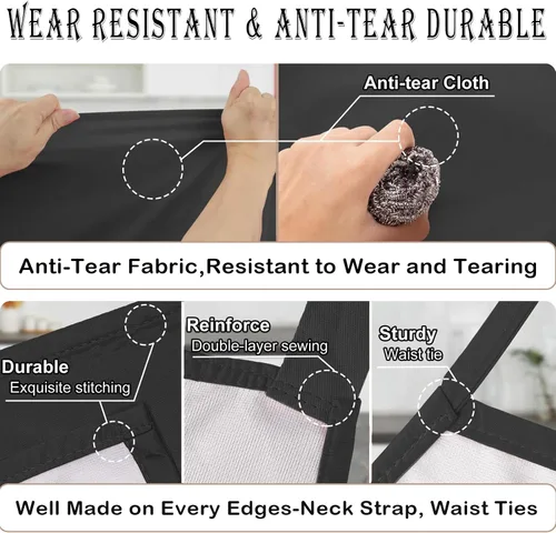 Vista 6 de Adjustable Neck Bib Apron with Pocket for Men Women, Waterproof Aprons Gifts for Kitchen Baking Chef Painting Gardening