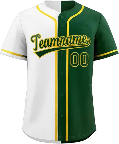 Vista 31 de Camiseta de béisbol dividida personalizada con botones y número de nombre cosido personalizado para hombres/mujeres/niños