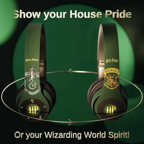 Vista 8 de iJoy Harry Potter Slytherin - Auriculares Bluetooth con micrófono integrado, auriculares inalámbricos con licencia oficial, auriculares plegables