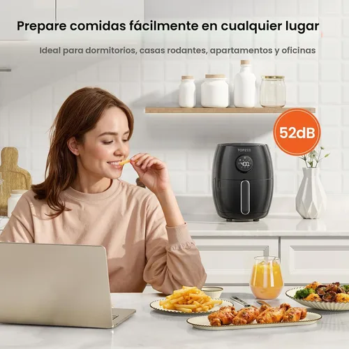 Vista 5 de Freidora de aire pequeña de 2.1 cuartos de galón - Mini freidora de aire digital compacta con 7 ajustes preestablecidos, 98% menos de aceite, Negro