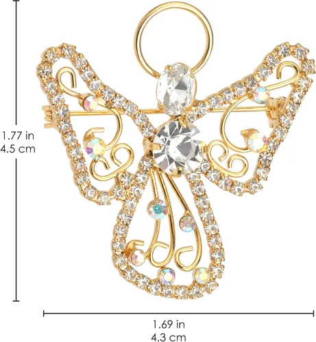 Vista 6 de Lauren-Spencer Broches y alfileres de ángel de la guarda para mujeres y niñas, diseño vintage de cristal con diamantes de imitación de ángel