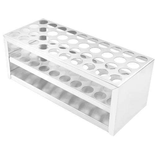 Vista 8 de RUIAN Soporte de tubo de ensayo de acrílico para laboratorio, 18 pocillos, 0.669 in de diámetro para tubos de centrífuga de 0.3 fl oz, transparente