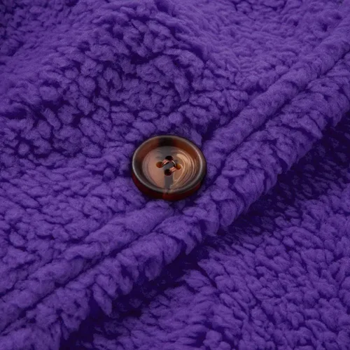 Vista 7 de Blasgw Chaqueta de forro polar mullido para mujer, con botones, con capucha, cómoda, de gran tamaño, con bolsillo
