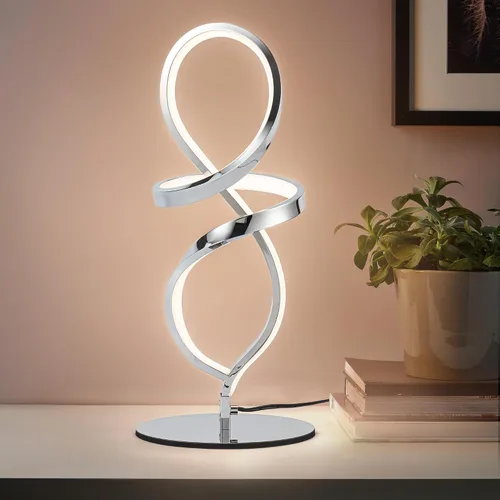 Vista 11 de Lámpara de mesa pequeña moderna con diseño espiral LED, lámpara de mesita NEGRO MATE