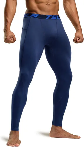 Vista 22 de TSLA - Pantalones de compresión térmica para hombres, calzas deportivas para correr, ropa base de invierno
