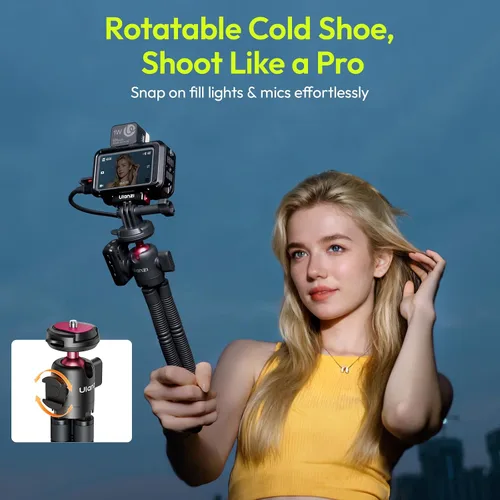Vista 8 de ULANZI MT-91 - Trípode flexible de pulpo para teléfono, GoPro y cámara, mini trípode 3 en 1 con control remoto Bluetooth, liberación rápida CKA
