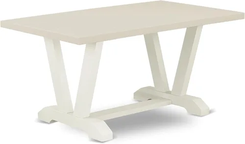 Vista 2 de East West Furniture VT026 Mesa de comedor estilo V – una mesa de cocina rectangular con patas elegantes, 36 x 60 pulgadas, multicolor