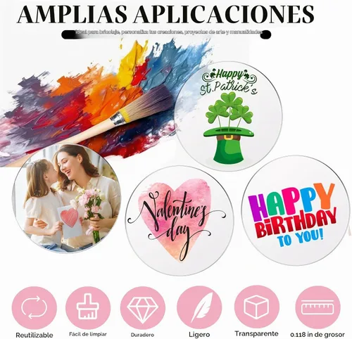 Vista 4 de Yalikop 60 unidades de círculos acrílicos transparentes de 4 pulgadas, disco acrílico transparente en blanco redondo en blanco para boda, vinilo