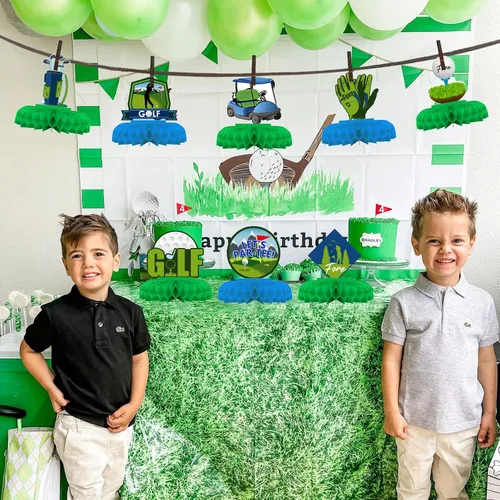 Vista 3 de Cheereveal Decoraciones de fiesta de golf, centros de mesa de panal de golf, decoraciones de papel de mesa 3D para jugar al golf, suministros