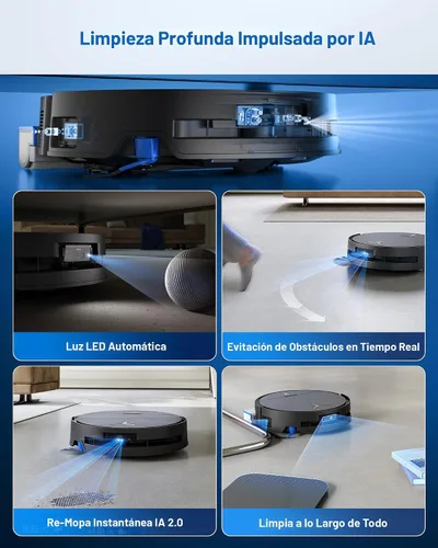 Vista 8 de ECOVACS DEEBOT X9 PRO Omni Robot Aspirador y Fregasuelos, 16,600Pa de succión potente, fregona OZMO con rodillo autolavable instantáneo, ZeroTangle
