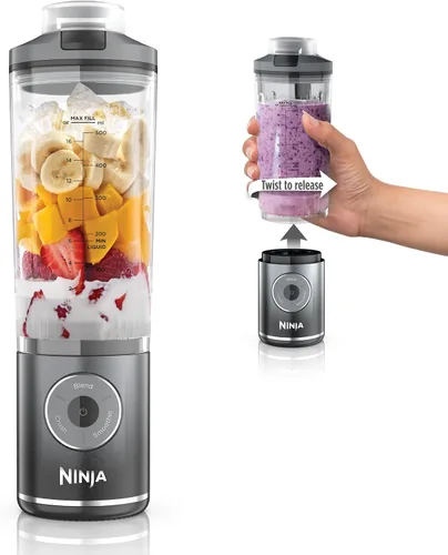 Vista 18 de Ninja Blast Max, licuadora portátil + Twist & Go, batido personal, mezcla, trituración de hielo, 3 programas, inalámbrico, recipiente extraíble