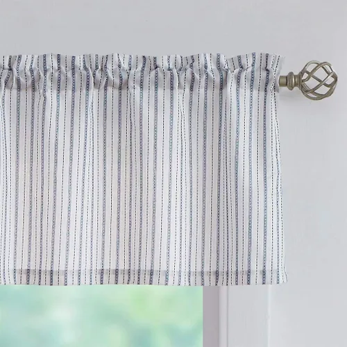 Vista 8 de SXZJTEX Cortinas de Cocina a Rayas para Cafetería, Niveles Rústicos Translúcidos con Rayas Finas, Cortinas para Ventanas Pequeñas con Bolsillo