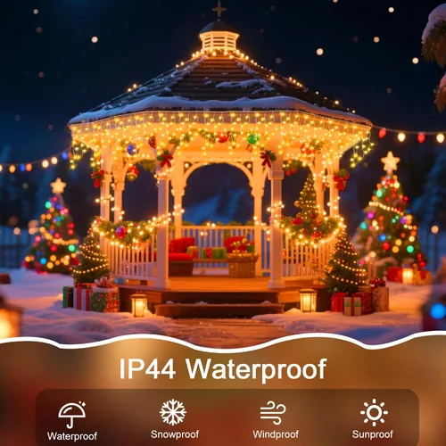 Vista 5 de Luz de hielo de 49 pies para exterior, 480 luces LED de Navidad para exteriores, iluminación de hielo de Navidad con 11 modos y temporizador
