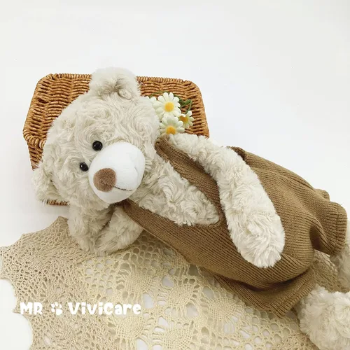 Vista 5 de MR VIVICARE Oso de peluche de 34.3 cm de color crema y beige para niños y bebés recién nacidos, osos de peluche vestidos de punto y de felpa
