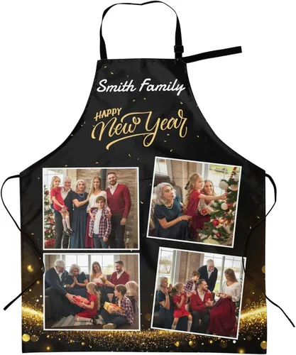 Vista 15 de Delantales personalizados con dos bolsillos para mujeres y hombres, delantales personalizados impresos con texto fotográfico para cocinero de cocina