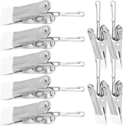 Vista 10 de Alipis Pinzas antideslizantes para ropa sucia, 20 unidades, pinzas de metal para secar la ropa, ganchos de tela para colgar Negro