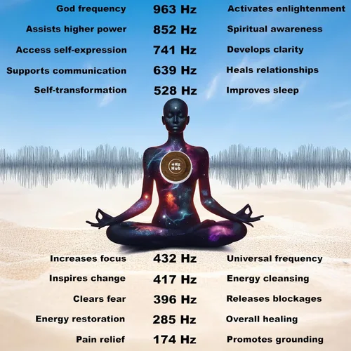 Vista 4 de Solfeggio Máquina de sonido de frecuencia — 432 Hz, 528 Hz y 10 frecuencias de curación + ruido blanco Generador de frecuencia portátil