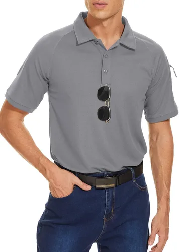 Vista 2 de TACVASEN Mens Casual Polo Shirts Short Sleeve Quick Dry 3 Buttons Summer Tennis Polo Outdoor Shirts with Pocket
