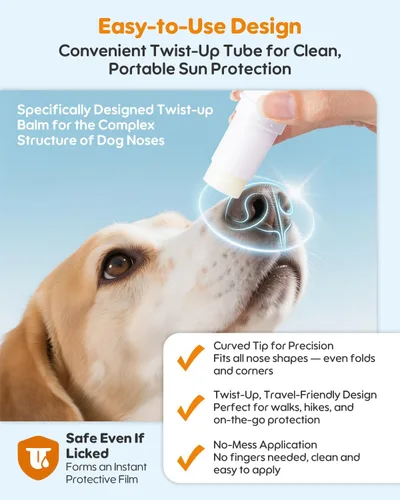 Vista 9 de Bálsamo protector solar para nariz de perro SPF 25 – Protección solar natural, segura para lamer con manteca de karité y espino cerval de mar