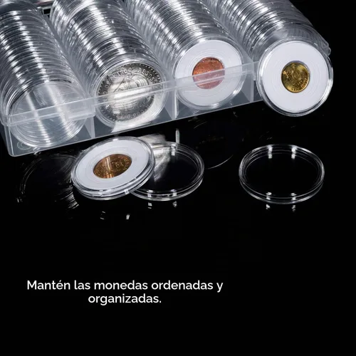 Vista 7 de FRIMOONY Paquete de 2 cápsulas de monedas de 1.614 in, con junta de espuma y caja de almacenamiento de plástico, para colección de monedas