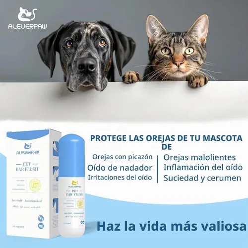 Vista 3 de Tris Flush Limpiador de oídos para gatos y perros Tratamiento para infecciones de oídos de mascotas