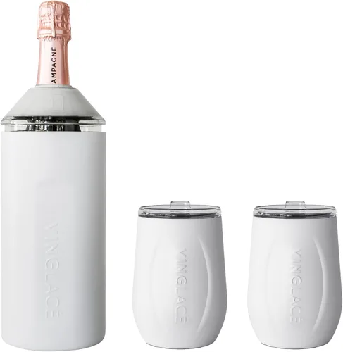 Vista 6 de Enfriador de botellas de vino y champán de Vinglacé personalizado, un regalo personalizado único para los amantes del vino (azul marino)