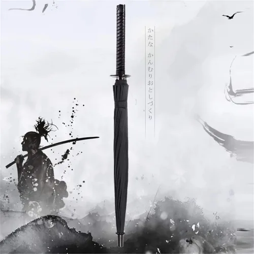 Vista 4 de zooro Samurai - Paraguas semiautomático Ninja Samurai a prueba de viento, el mejor regalo creativo (24 huesos)