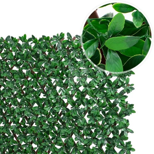 Vista 2 de NatraHedge Pantalla de valla de privacidad de celosía extensible de hoja de laurel inglés artificial Laurel Leaf