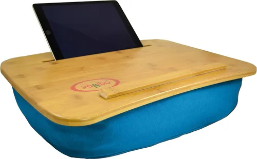 Vista 6 de Yogibo Traybo 2.0 - Escritorio de regazo superior de bambú con almohada para laptop, ranura integrada para tableta o teléfono, almohadilla de regazo