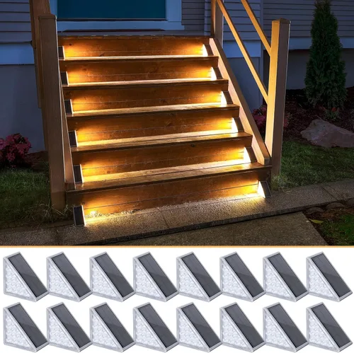 Vista 26 de NIORSUN Luces solares, impermeabilidad IP67, encendido/apagado automáticos, para escalones exterior, escalera, patio, porche, puerta delante, acera