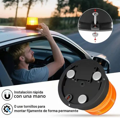 Vista 5 de AnTom Luz magnética inalámbrica de baliza, recargable de advertencia intermitente de emergencia, luces estroboscópicas que funcionan