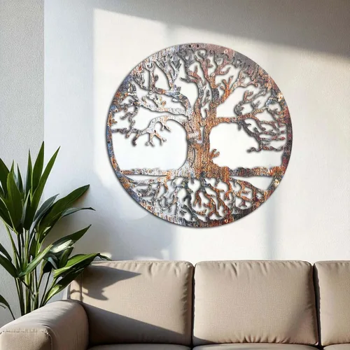 Vista 3 de Venovez Árbol de la vida Arte de pared Opción de madera o metal Decoración del hogar, decoración de oficina, colgante de pared Árbol redondo Regalo