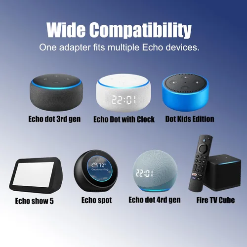 Vista 3 de Cargador adaptador de corriente de 15 W, repuesto para dispositivos Echo Dot y Echo Spot Compatible con Echo Dot (3ª/4ª generación), Echo Dot