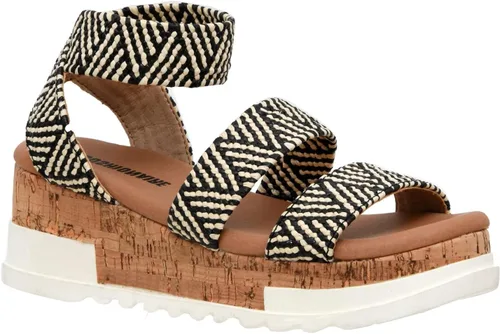 Vista 3 de CUSHIONAIRE Sandalia de cuña de corcho Naomi para mujer + anchos disponibles, Negro