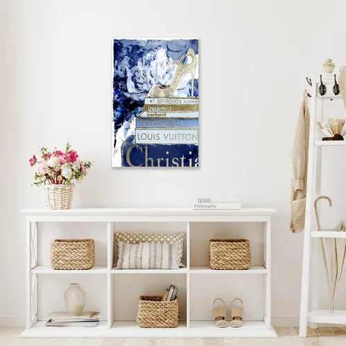 Vista 5 de Wynwood Studio Lienzo decorativo para pared con texto en inglés «What's On My Mind Navy Custom», decoración del hogar, 24 x 36 pulgadas, azul, dorado