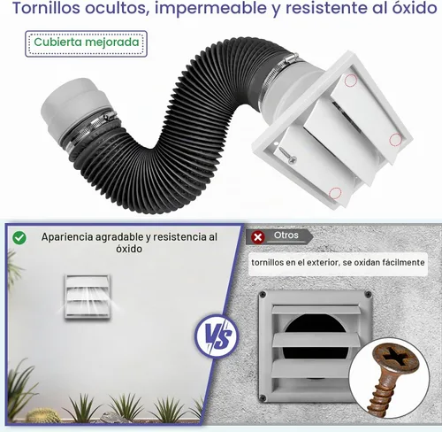 Vista 7 de Kit mejorado de ventilación de secadora 3 en 1, incluye manguera de ventilación de secadora para espacios reducidos, cubierta de ventilación