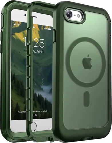 Vista 173 de jaroco - Funda magnética compatible con MagSafe para iPhone 11 de 6.1 pulgadas; protección de grado militar contra caídas, de doble capa