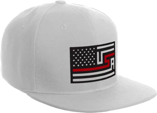 Vista 19 de I&W Hatgear Bandera de Rediseño de Estados Unidos Delgada Azul Línea Roja Soporte American Servicemen Sombrero El Snapback Línea Azul Delgada