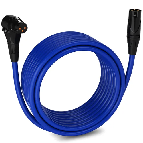 Vista 91 de LyxPro Cable de micrófono XLR hembra a macho de ángulo recto de 3 pines de 1.5 pies para altavoces amplificados, interfaz de audio, rendimiento