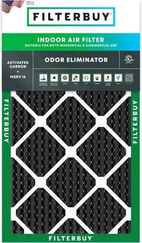 Vista 11 de Filterbuy Filtro de aire MERV 10 de 10 x 10 x 1 pulgadas, defensa de olores y alergias con carbón activado (paquete de 1), filtros electrostáticos