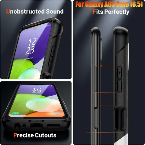 Vista 6 de Funda resistente para Samsung Galaxy A03 Core de 6.5 pulgadas, 4 esquinas con bolsas de aire [protección contra caídas de 12 pies], agarre