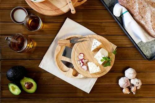 Vista 8 de Toscana - A Picnic Time Brand Brie Tabla de cortar y herramientas Juego de tablas de queso, tamaño único, madera de caucho